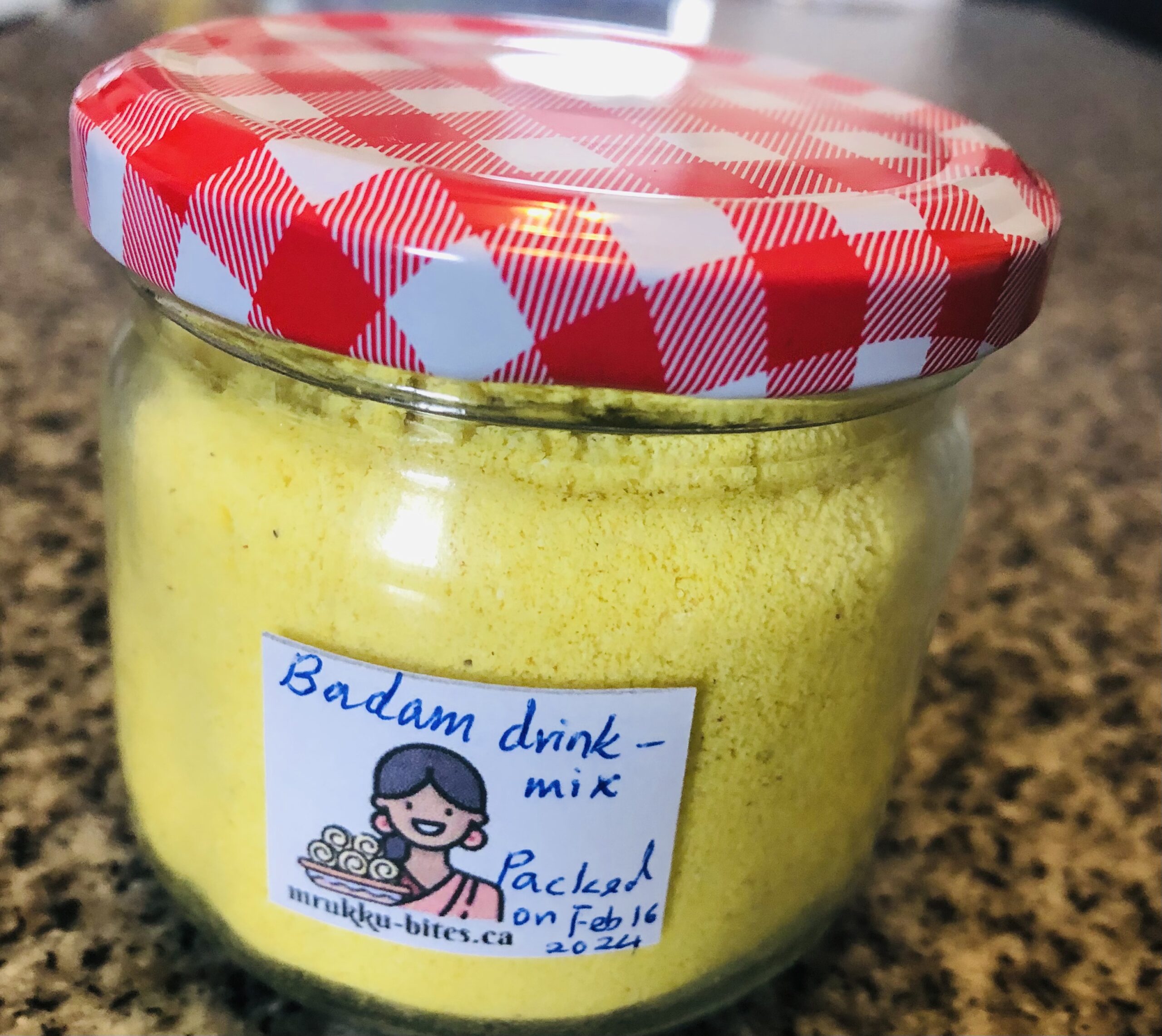Badam/Almond Drink Mix in glass jar 1